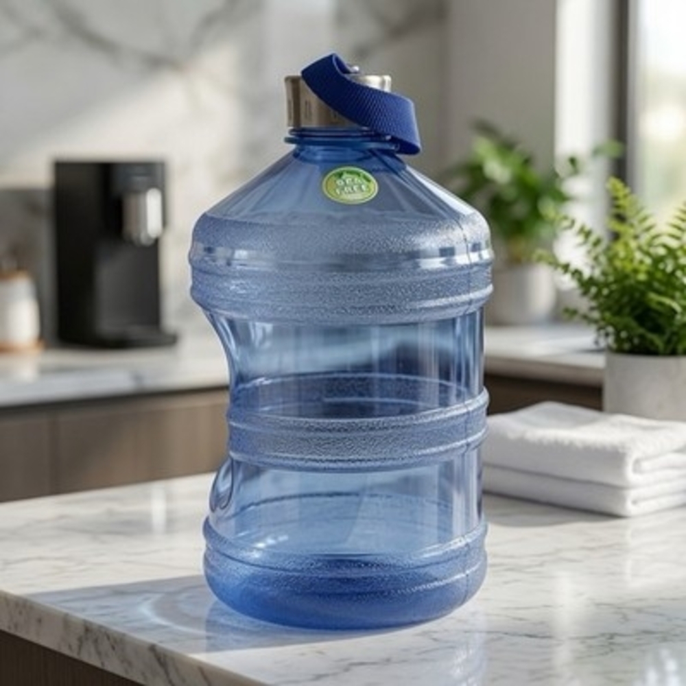 1 Gallon BPA Free Water Jug Stainless Steel Cap Carry Strap Blue Gym Hydration